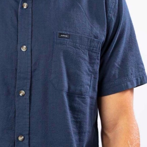 Ripcurl Ourtime Texture Shirt Slate Short Sleeve Button Up Top M - Picture 4 of 8